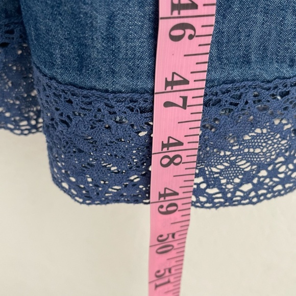 Gap x LoveShackFancy Chambray Tiered Midi Dress Size L Blue Button Down - Picture 8 of 16